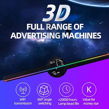 CACACOL 3D Hologram Fan, 3D Circle App Hologram Advertising Display 224 Lights 16.5 Wi-Fi Holographic LED Fan Creative Advertising Design Store Sign