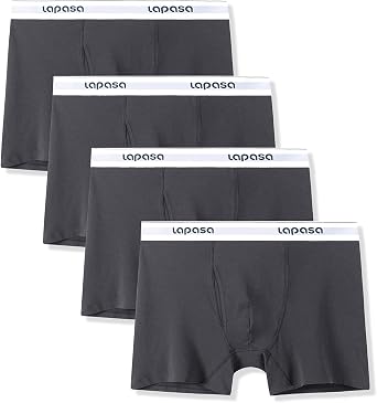 LAPASA Mens Boxer Briefs Cotton Stretch Underwear Comfort and Soft M03/M46