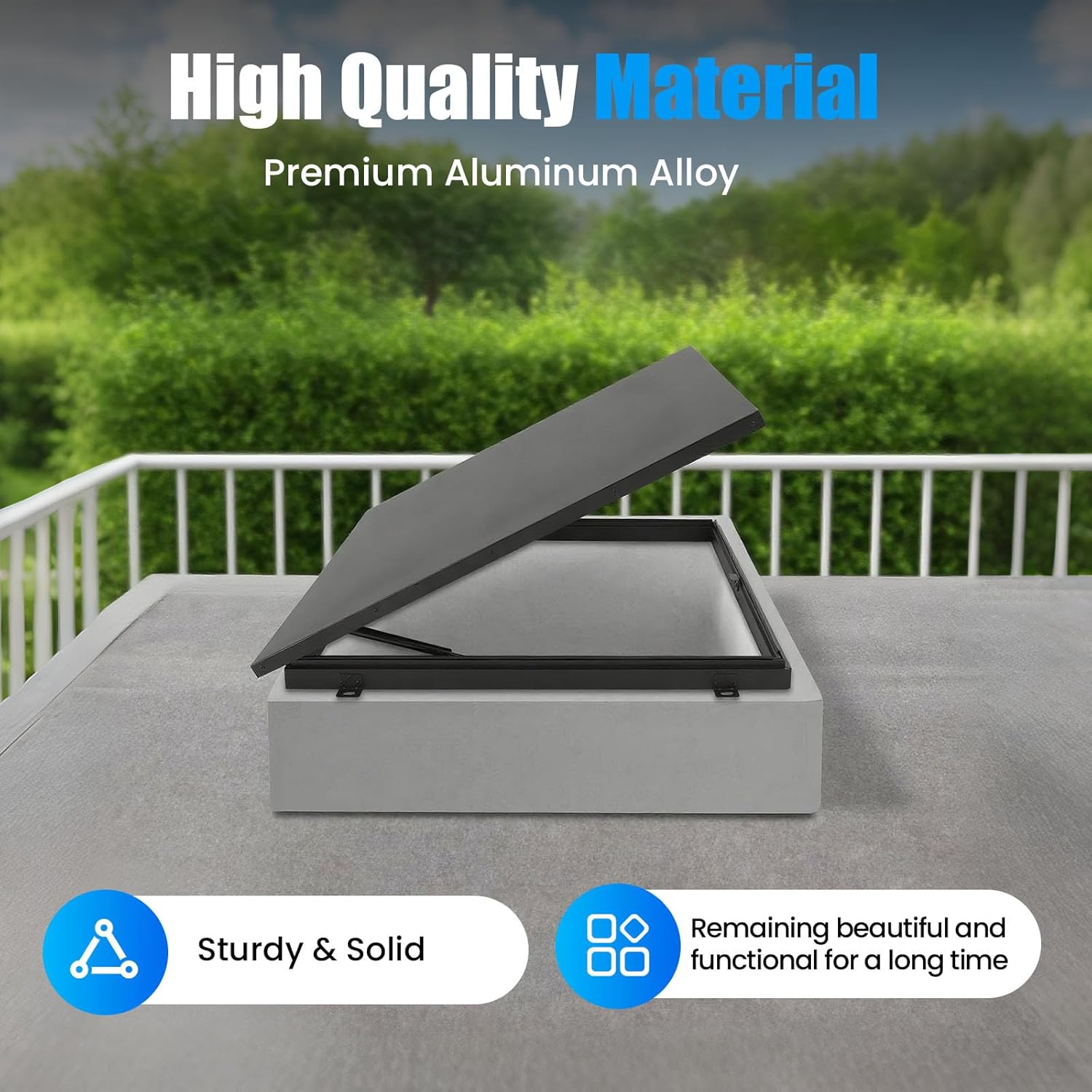 Aluminum Alloy Roof Hatch 35.82" x 35.82" - Secure Attic Access Door, Black Deck Installation, Ideal for Homes, Warehouses, and Hotels - Durable Roof Window Solution