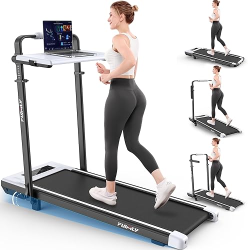 Miniatura 11 de Cinta de correr inclinada al 15% con estación de trabajo de escritorio, motor de 3.5 HP, capacidad de 450 libras, cinta de correr plegable Bluetooth