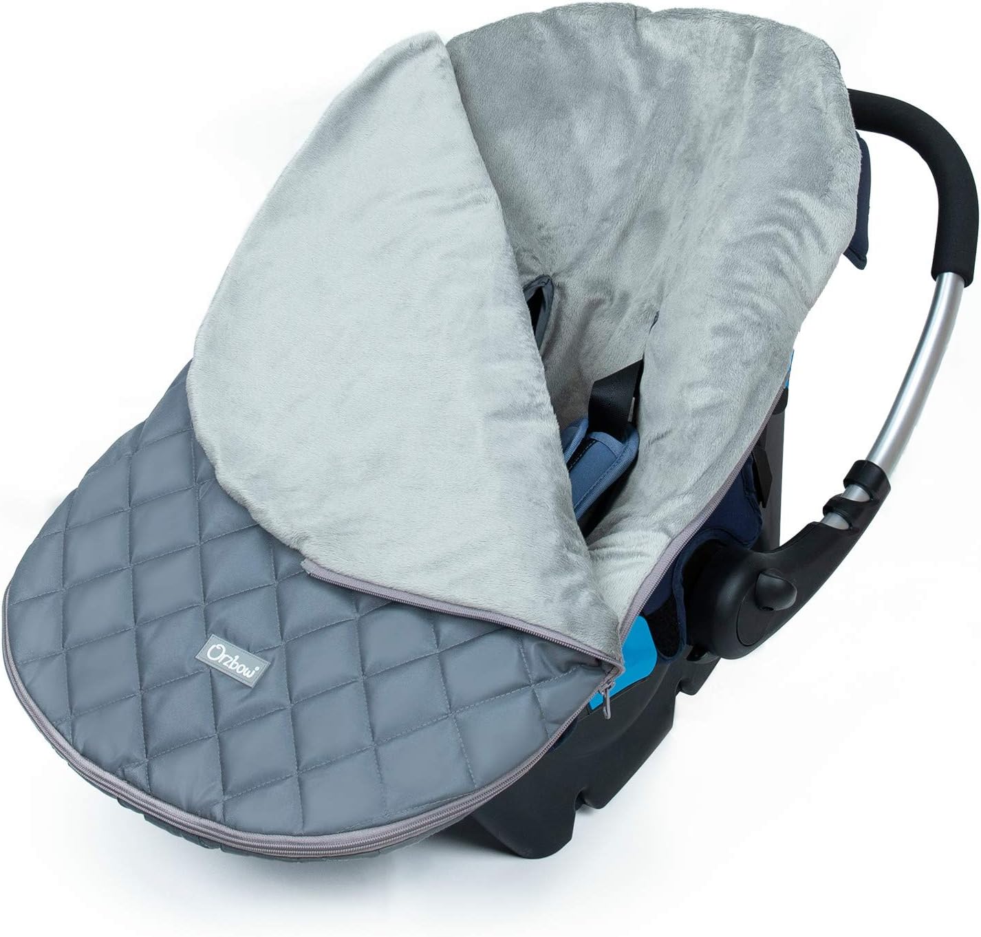 Orzbow Universal Baby Car Seat Footmuff,Winter Baby Car Seat Cosy Toes with Zipper for Pushchair Liner,Warm Short Plush,Removable,Machine Washable,Weatherproof Baby Car Seat Cover (Light Grey)