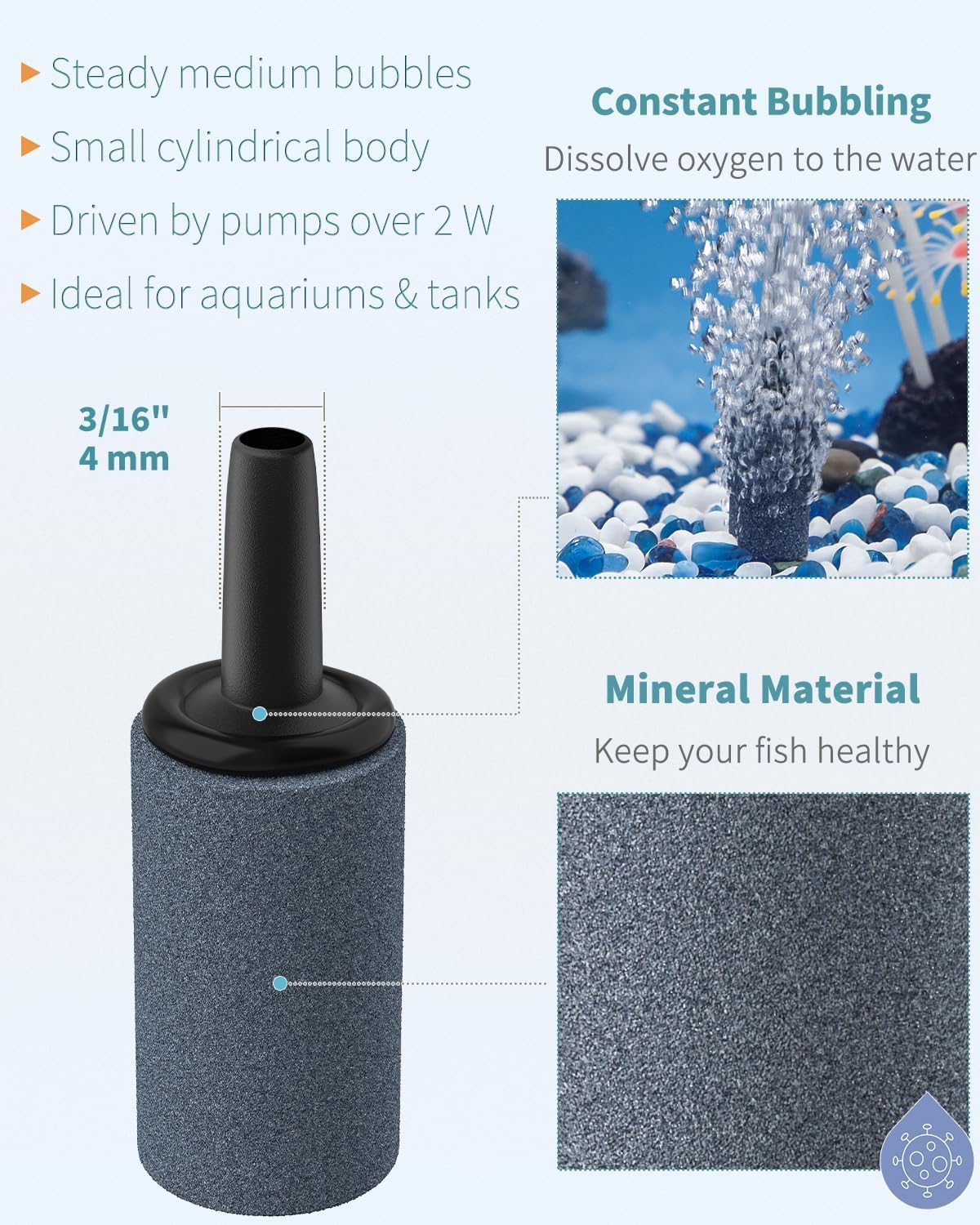 ONELINK MALL Aquarium air Stone, Size: (1.5 Inch), Aquarium Cylinder Bubble Air Stone (Color May Vary) (Color May Vary) Pack of 12 1