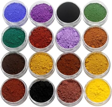 Iron Oxide Pigment Sampler Kit - 16 Colors Matte Powder for Soap Making, Candle Dye, Resin Art, DIY Crafts, Polymer Clay