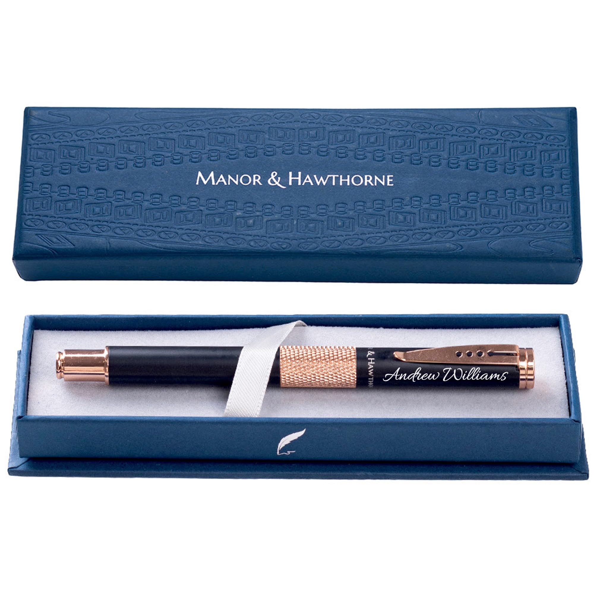 Manor & Hawthorne Personalized Ballpoint Pen | Engraved Black Finish in Gift Box, Smooth Refillable Ink, Elegant British Design | Gift for Business Gifts, Professionals, Anniversaries & Special Moment