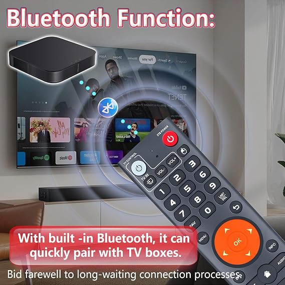 Replacement Voice Remote Compatible with vSeeBox V3 Plus / V3 Pro Bluetooth, Voice Control, Easy Pairing Compatible with Smart TV Box (Batteries Not Included)
