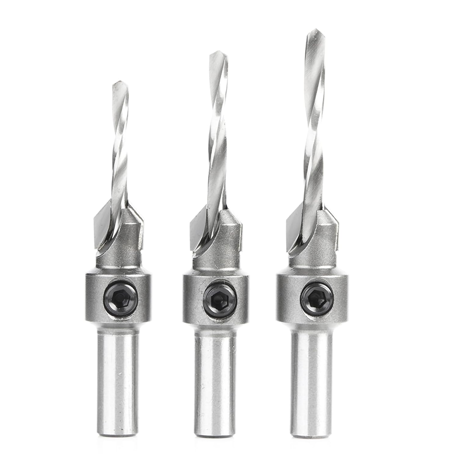 Amana Tool Carbide Tipped Countersink Drill Bit with, Round Shank Set, AMS-623, 3-Pc