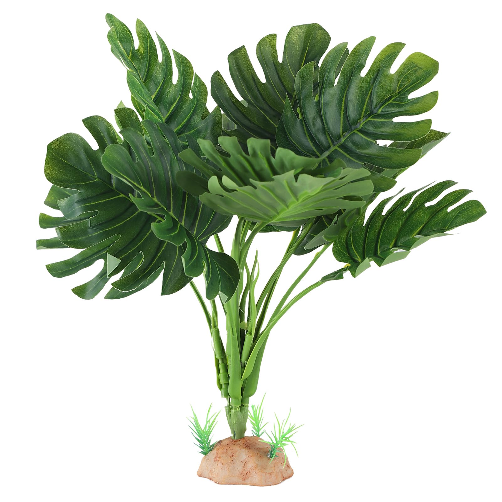IBWell Reptile Plants - Tortoise Habitat Accessories, Artificial Spider Plant for Gecko, Ball Python, Terrarium Decor - Monstera