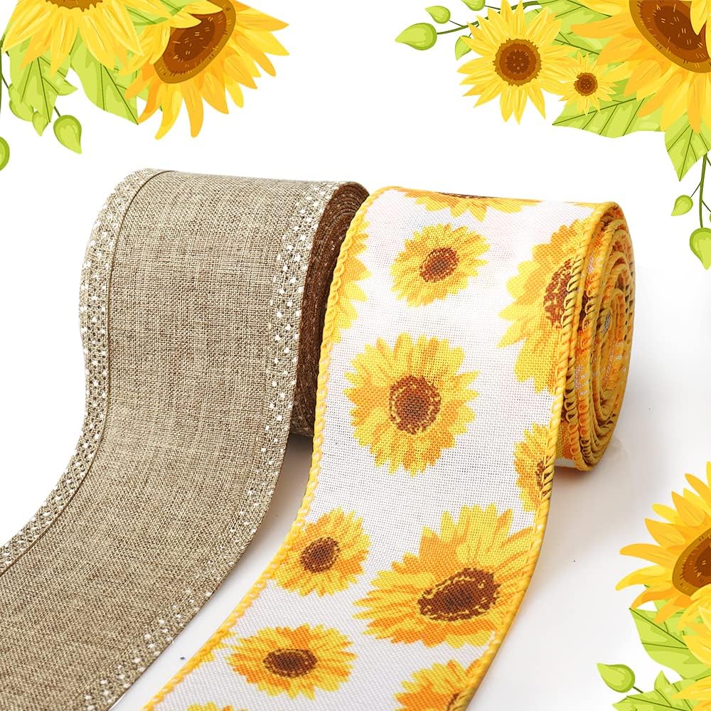 Floral Fall Ribbon Amazon.com: Threetols 2 Rolls 10 Yards Floral Wired Edge Ribbon, 2 ...