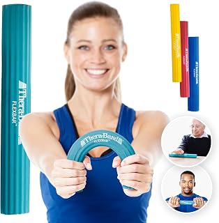 THERABAND FlexBar, Tennis Elbow Therapy Bar, Relieve Tendonitis Pain & Improve Grip Strength, Resistance Bar for Golfers Elbow & Tendinitis, Green, Medium, Intermediate