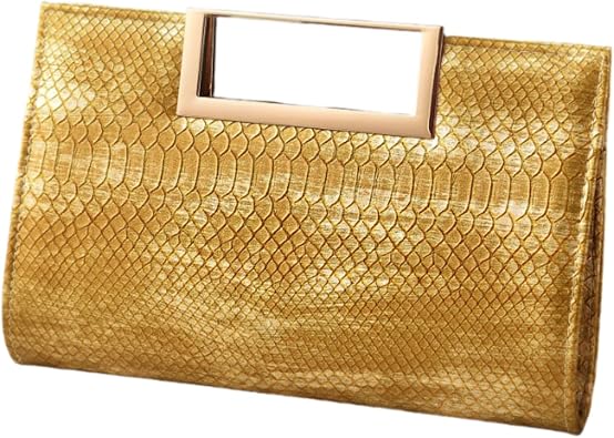 Womens Fashion Glossy Faux Leather Evening Handbag Purse Stylish Chain Shoulder Clutch Purses for Wedding Party