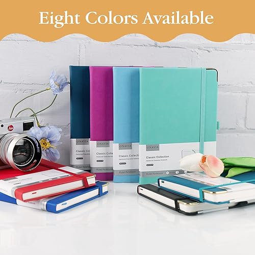 Miniatura 7 de Cuaderno rayado A5, papel grueso de 3.53 ozm, 8 cuadernos de tapa dura para escribir, trabajo, viajes, escuela, diarios universitarios con rayas