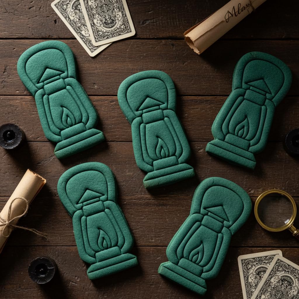 BAKERLOGY Set of 2 Hooded Cloak & Hurricane Lantern Cookie Cutters – Halloween Mystery Biscuit Cutters, Detective or Ghost Story Theme, Fantasy Baking Tools, Spooky Victorian Candlelight Fondant Molds