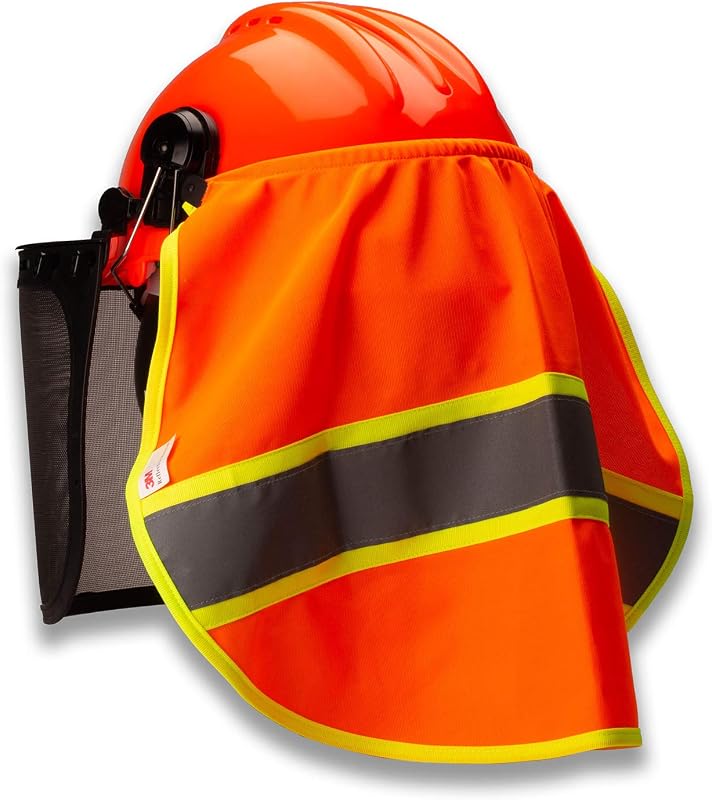 Neck Shade for Forestry Safety Helmet, Knitted with 3M Reflector, Breathable 100% Polyester Fabric
