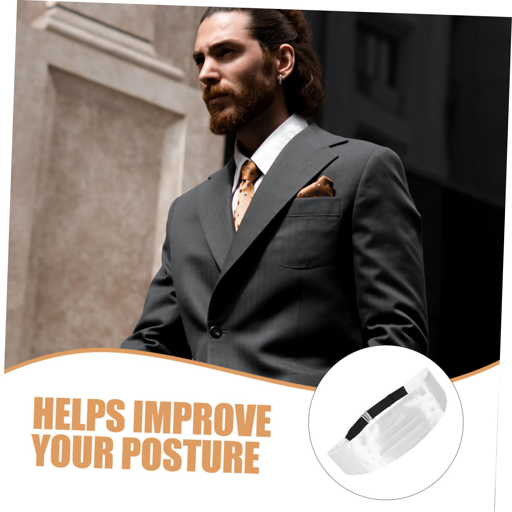 TOVINANNA 3pcs Suit Girdle Officer Slimming Corset Men Girdle Tuxedo Waist Band Lightweight Tuxedo Waist Sash Suit for Men Girdle for Men Fit Men Belt Trim White Fabric