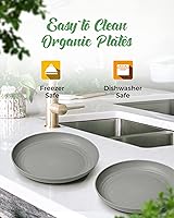 Vista 5 de GREENDISH Juego de platos de paja de trigo, 4 platos de plástico reutilizables irrompibles de paja de trigo, platos llanos Platos profundos