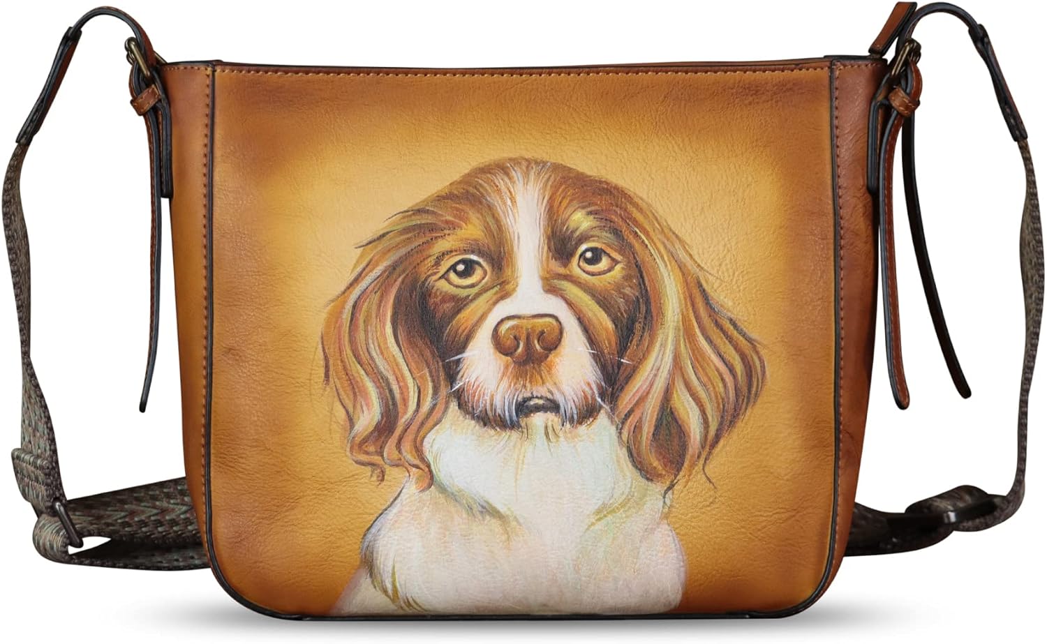 Genuine Leather Crossbody Bag for Women Hand Painted Leather Handmade Crossbody Satchel Purse Hand Drawn Handbag