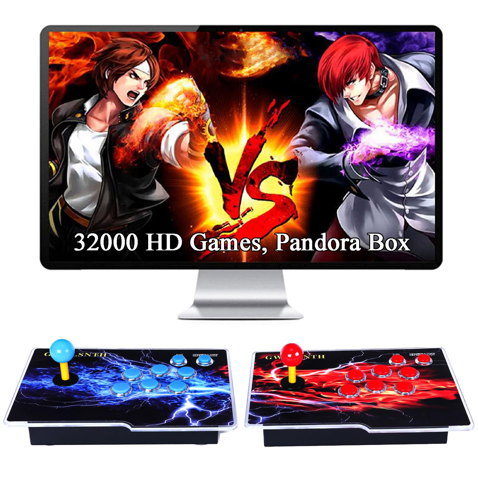 GWALSNTH 32000 in 1 Pandora Box 60S Arcade Games Console,1280X720 Display,Search/Save/Hide/Pause Games,Two Separate joysticks,1-4 Players