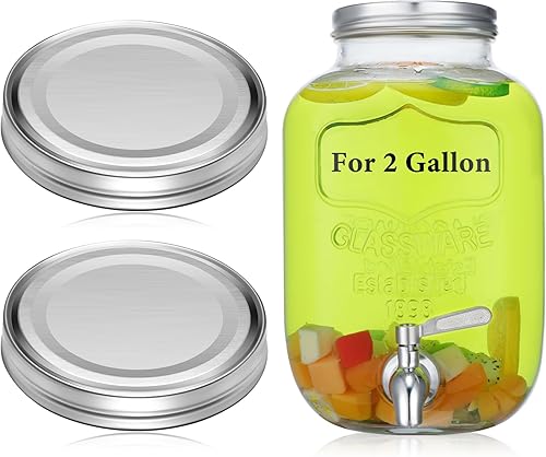 Uiifan 2 tapas de acero inoxidable 304 de repuesto para frascos Mason de boca ancha, tapas para conservas de boca ancha, tapas herméticas y