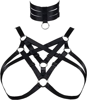 Women Harness Caged Bra Body Harness Cupless Bra Elastic Lingerie Punk Gothic Style Strappy Bralette
