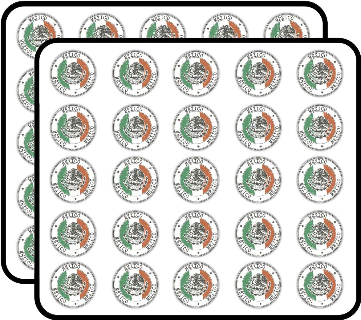 Mexico Flag Grunge Stamp Art Decor Sticker for Scrapbooking, Calendars, Arts, Kids DIY Crafts, Album, Bullet Journals 50 Pack