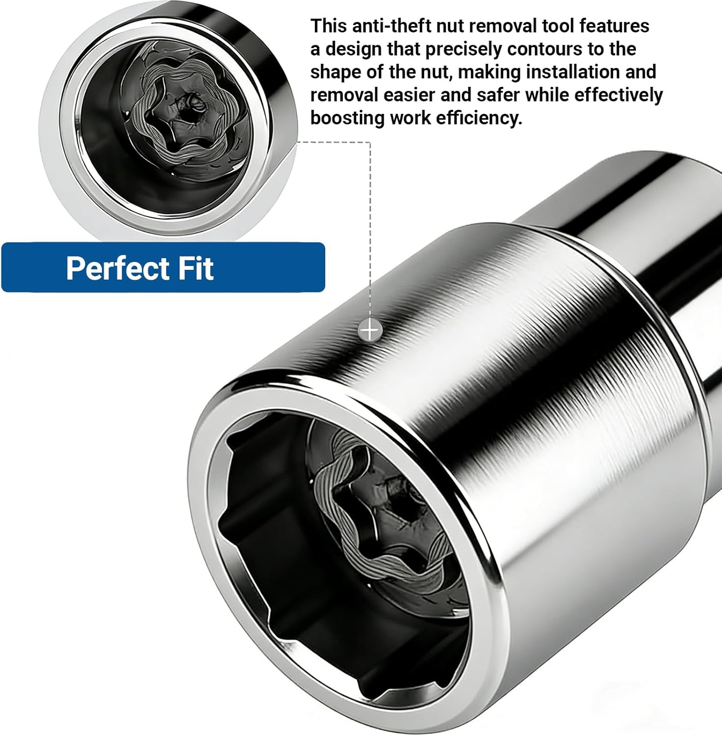 D-Wheel Locking Lug Nut Removal Tool Key, Professional Anti-Theft Lock Nut Remover Socket, Lost Wheel Lock Key Replacement for Tacoma, Camry, Corolla, Tundra, Automotive Tools