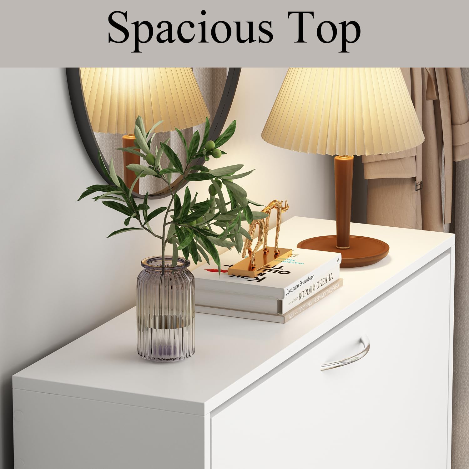 WOODTIME Shoe Storage Cabinet with 3 Flip Drawers, Hidden Narrow Storage Racks for Entryway Hallway Apartment, White (30.6" W x 9.3" D x 47.2" H)