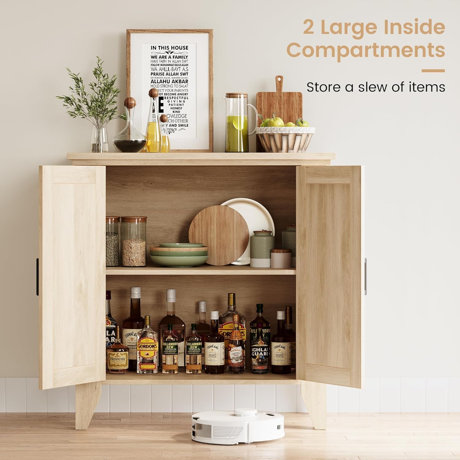 Lot De 2 Buffets Rotin Bohème Chêne Naturel