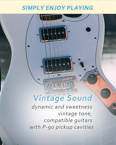Miniatura 9 de LAMSAM Juego de pastillas de tono P90, recogida de cuello de bobina única de tamaño Humbucker e imanes de goma cargados con recogida de puente, como