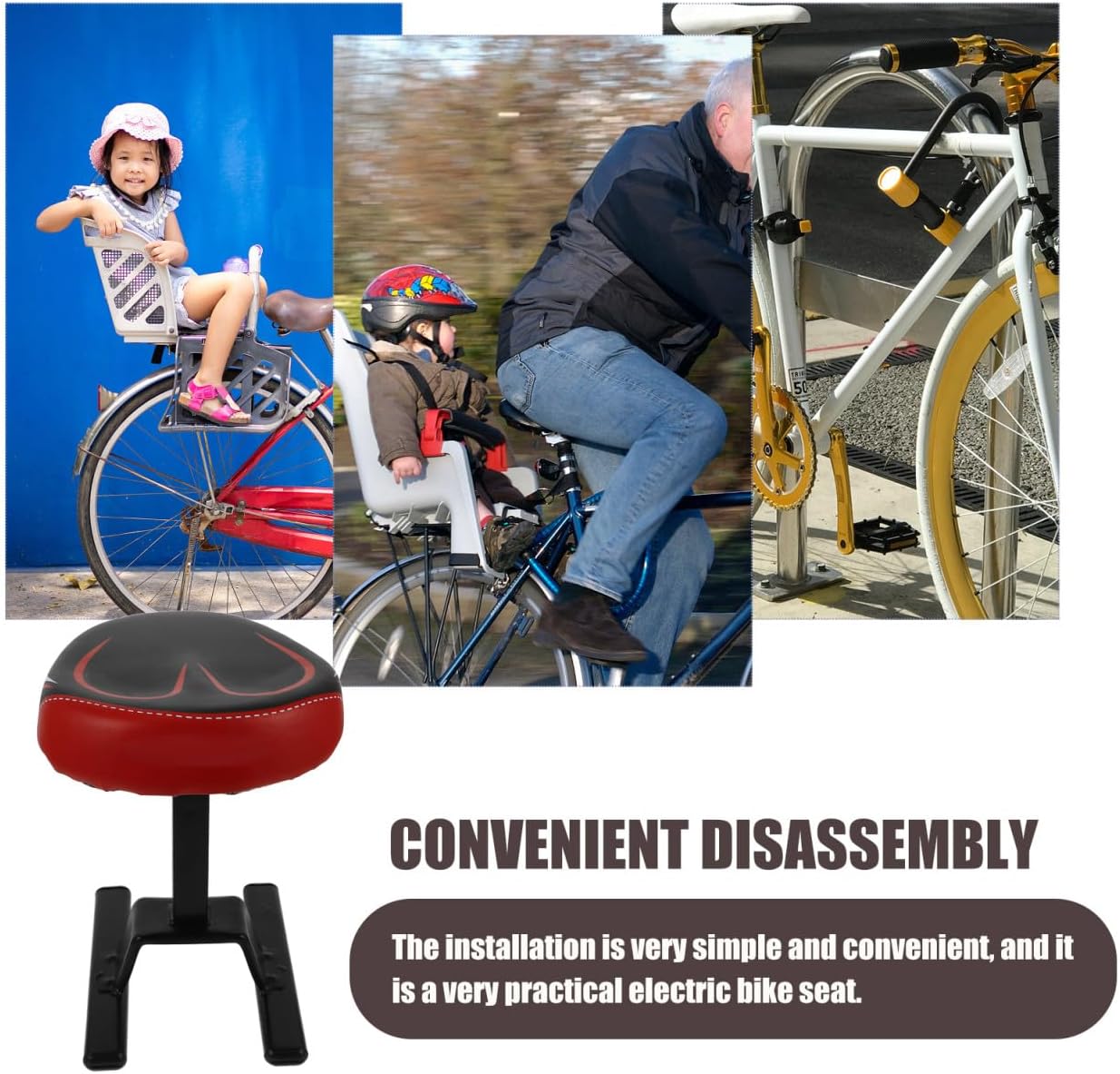 Electric Bike Seat Bracket Front Boys and Girls Seat Boy Girl Bike for Electric Easy Install Outdoor Accessory