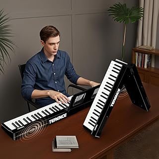 Teclado de piano portátil de 88 teclas: Piano digital plegable semiponderado Bluetooth, 128 tonos y modo silencioso TERENCE Kit de piano plegable eléctrico para adultos