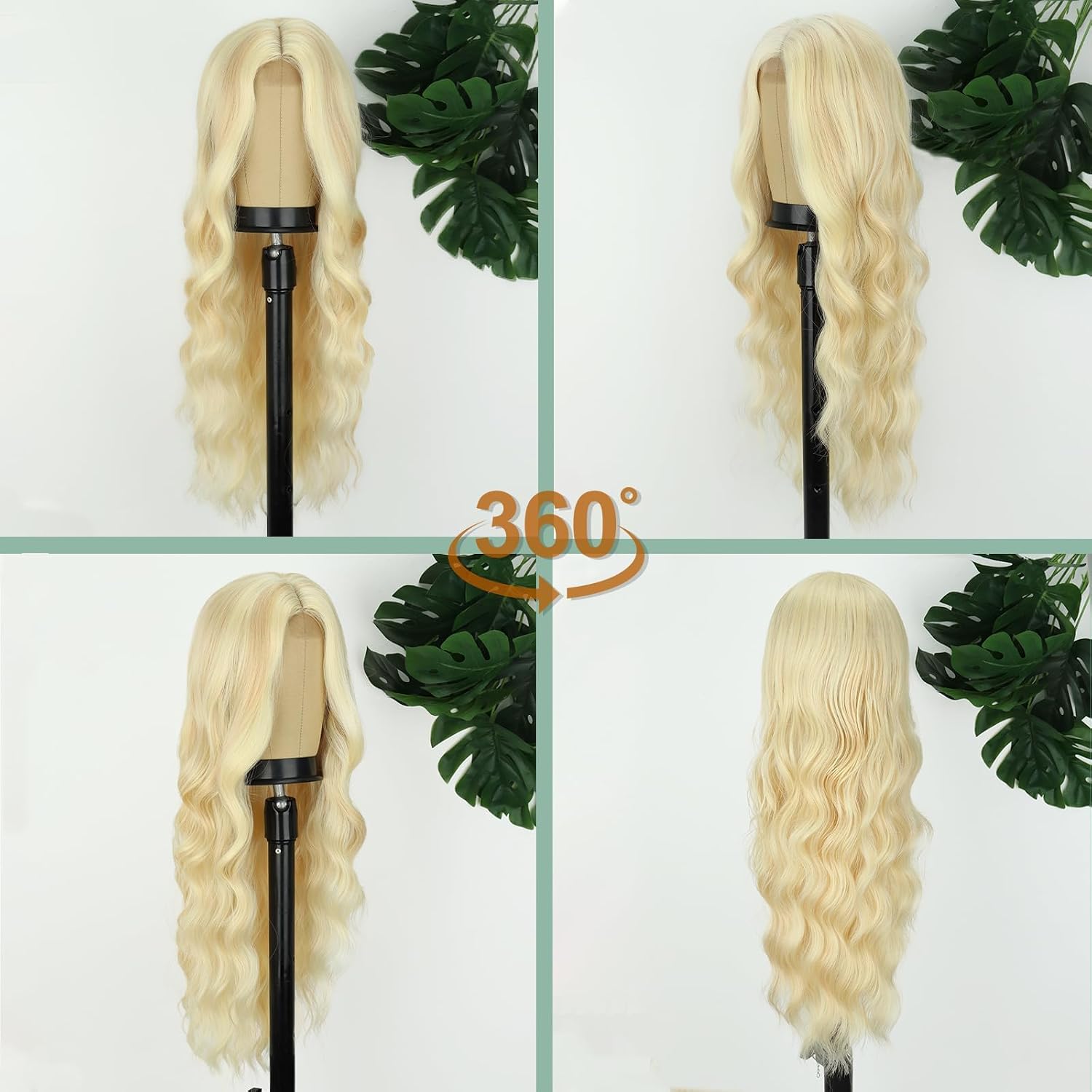 WERD Long Blonde Mix Wig Middle Part Natural Wavy Hair for Daily Party Use image 4