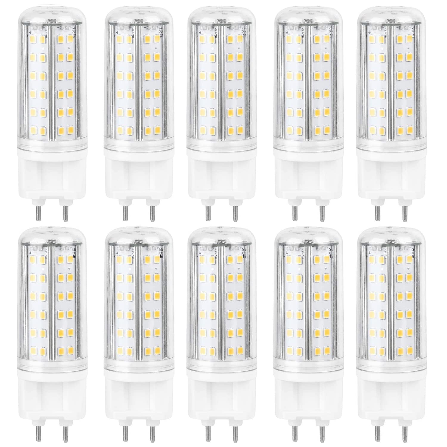 RYTM 10-Pack LED G12 Bulbs G12 Bi-Pin Base Corn Light Bulb 10 Watt 100W Halogen Equivalent 850LM 360