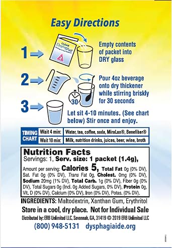 Clear DysphagiAide dysphagia thickener - 24 Level 2 Thickener Sachets - Mildly Thick (Nectar-Like Thickness)