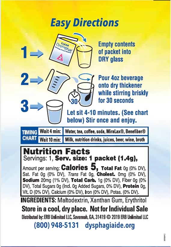 Clear DysphagiAide dysphagia thickener - 24 Level 2 Thickener Sachets - Mildly Thick (Nectar-Like Thickness)