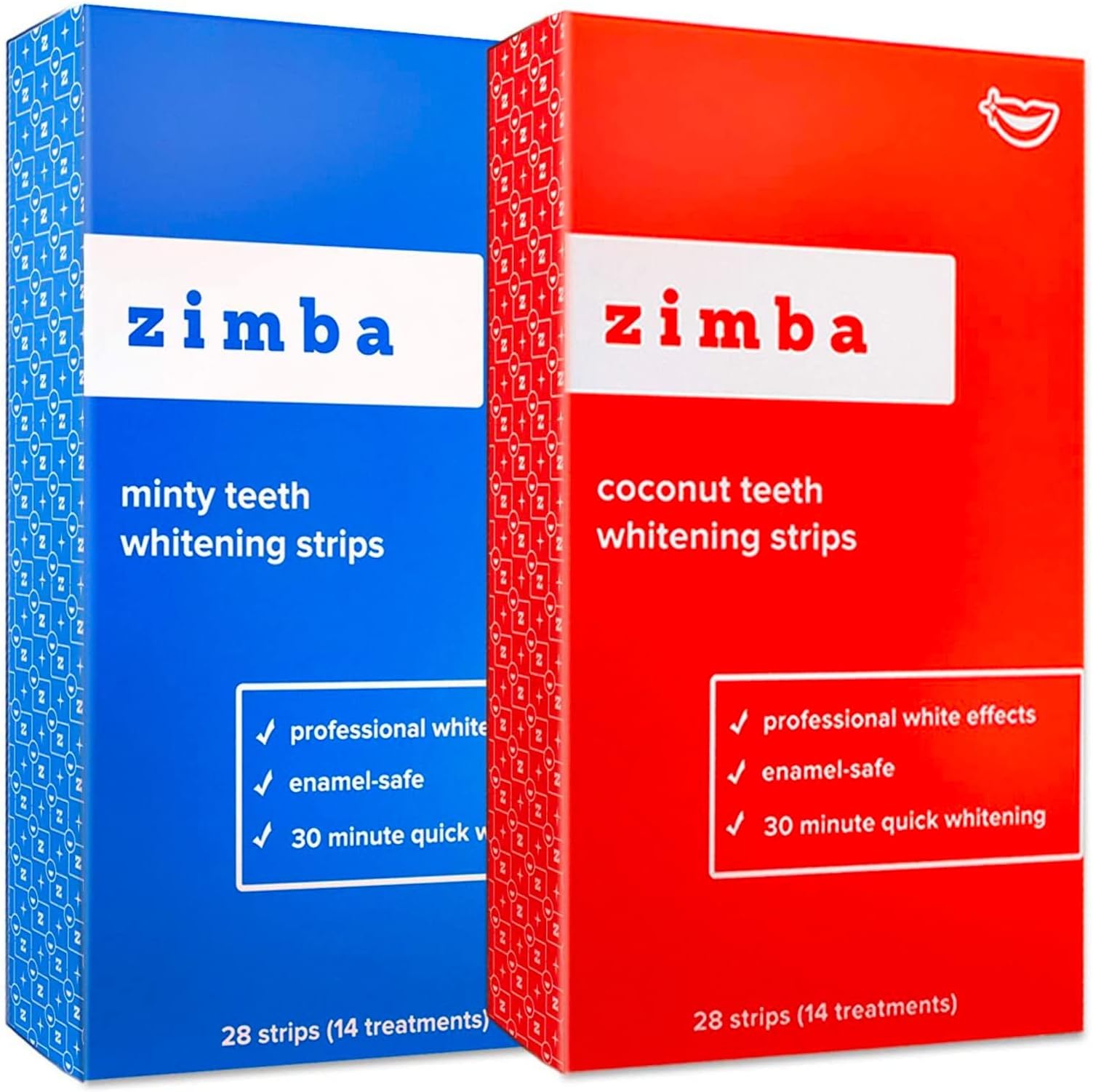 ZimbaZimba Teeth Whitening Strips for Teeth Sensitive Vegan White Strips for Teeth Whitening Hydrogen Peroxide Teeth Whitener Stain Remover 56 White Strips (28 Day Treatment), Mint & Coconut
