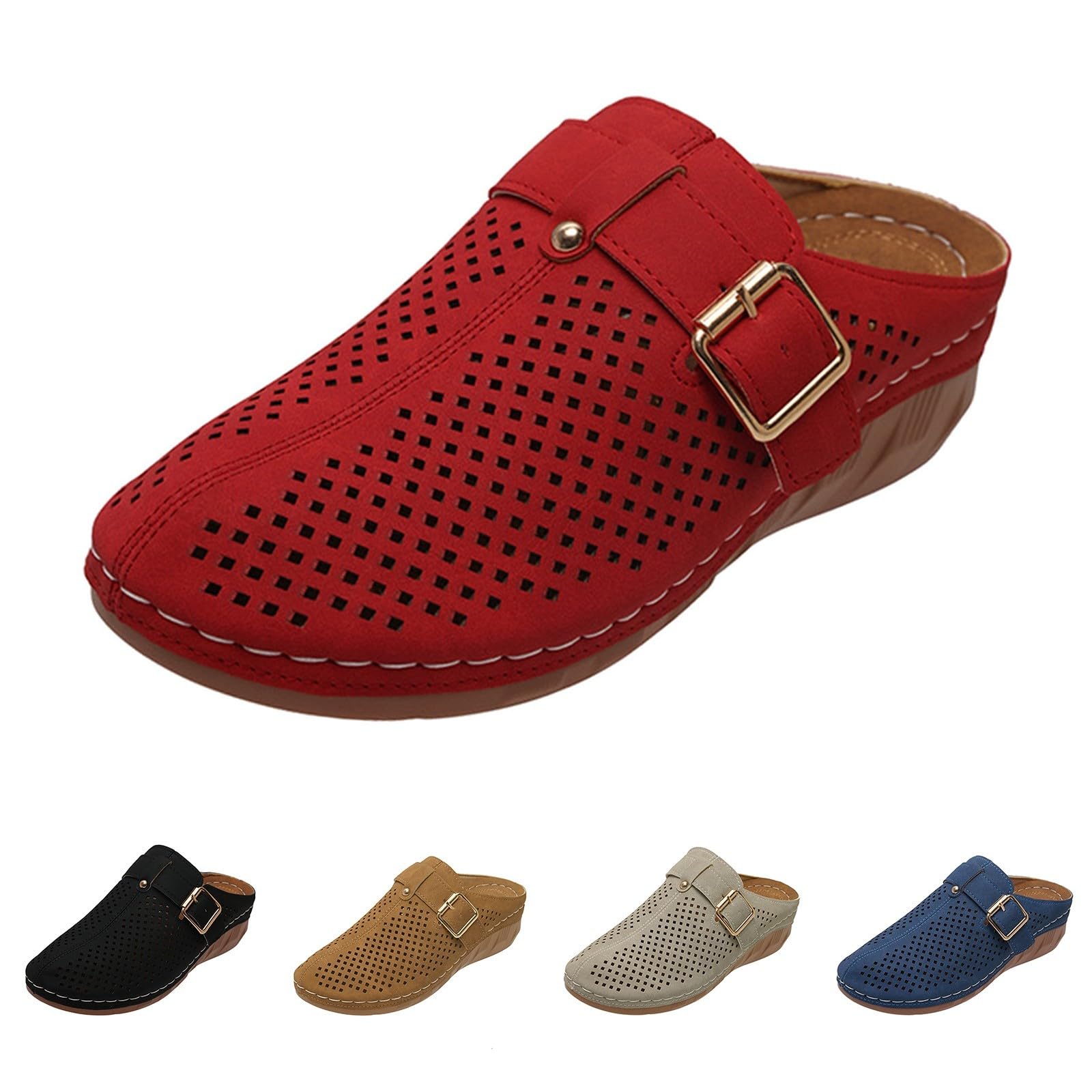 Generico Sandales Et Mules Pour Femmes Confortables LéGèRes AntidéRapantes Semelle Souple Respirantes Chaussures Femme éTé éLéGantes Mules OrthopéDiques Pieds Larges Ville Usage Quotidien