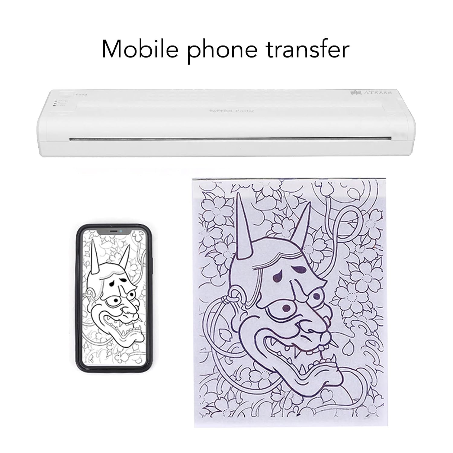 Mini Thermal Transfer, Transfer Stencil Machine Copier Clear Patterns Transfer Printer 1200mAh Battery Cordless Stencil Printer for Temporary Permanent