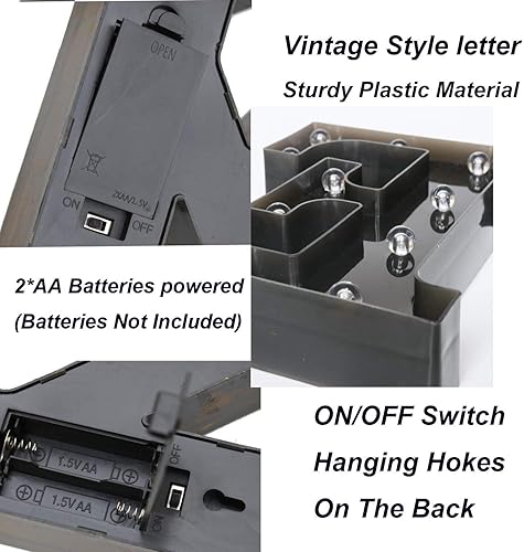 Miniatura 7 de Oycbuzo - Letras con iluminación Led, letras del alfabeto, color negro, para decoración de bares, festivales, cumpleaños, bodas