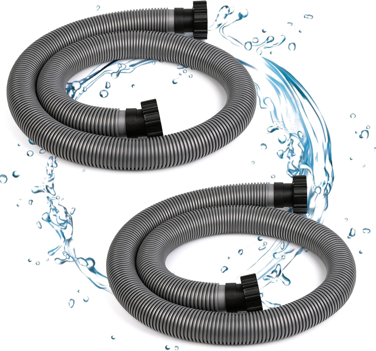 2Pcs 1.5" Pool Hoses for Above Ground Pools, 5.25FT Replacement Pool Hose for Filter Pumps & Saltwater Systems, Compatible with Intex Filters Pump Above Ground Pools Sand Filter