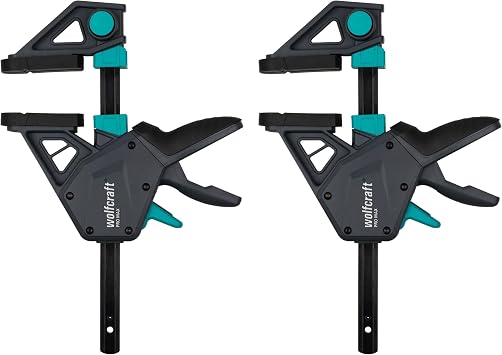 wolfcraft 2 one Hand Clamps PRO MAX I 8665060 I 250 kg Clamping Force for The Highest Professional Demands I high Holding Force I 150 mm Clamping Width I Made in Europe