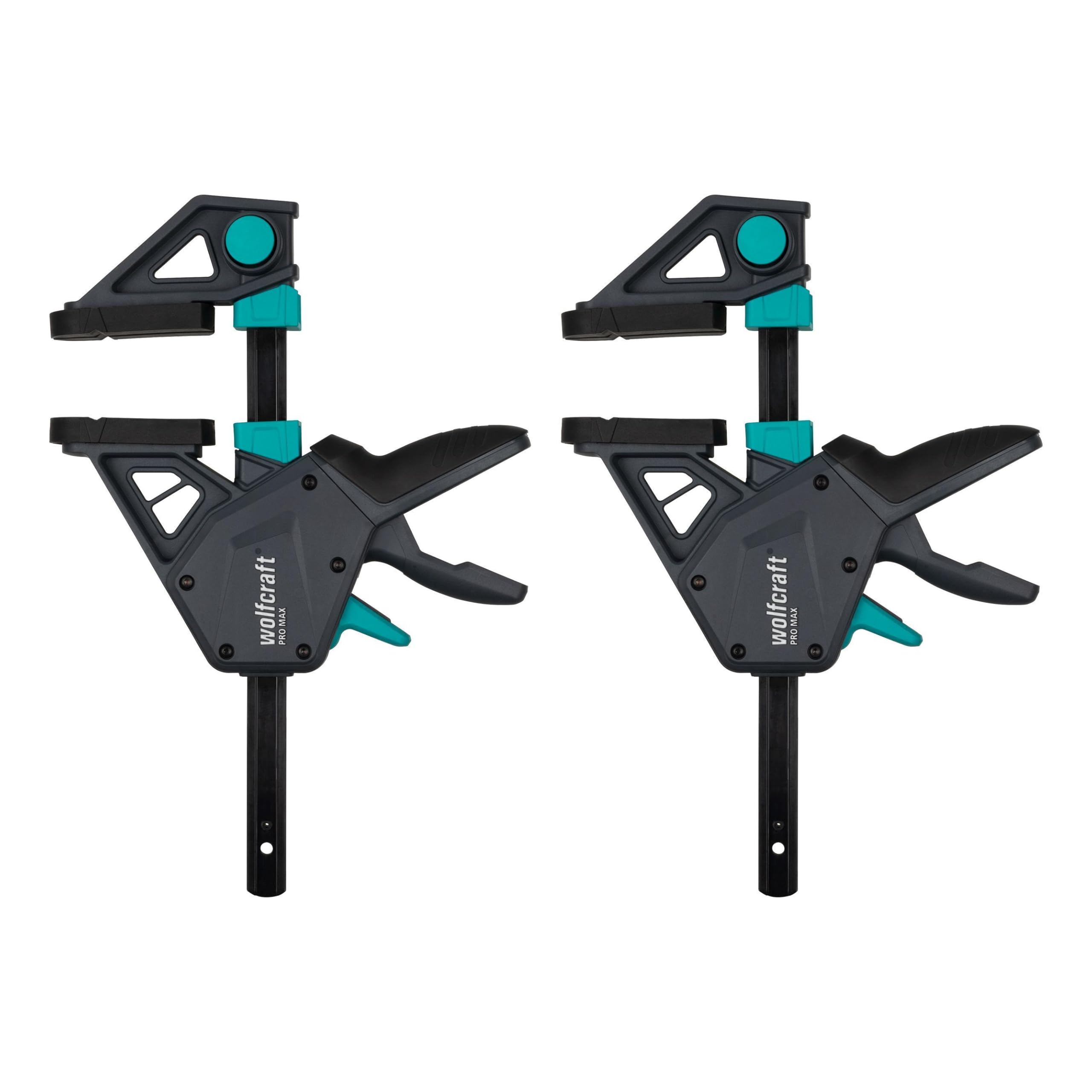 Wolfcraft Black 2 One Hand Clamps Pro Max I 8665060 I 250 Kg Clamping Force For The Highest Professional Demands I High Holding Force I 150 Mm Clamping Width I Made In Europe