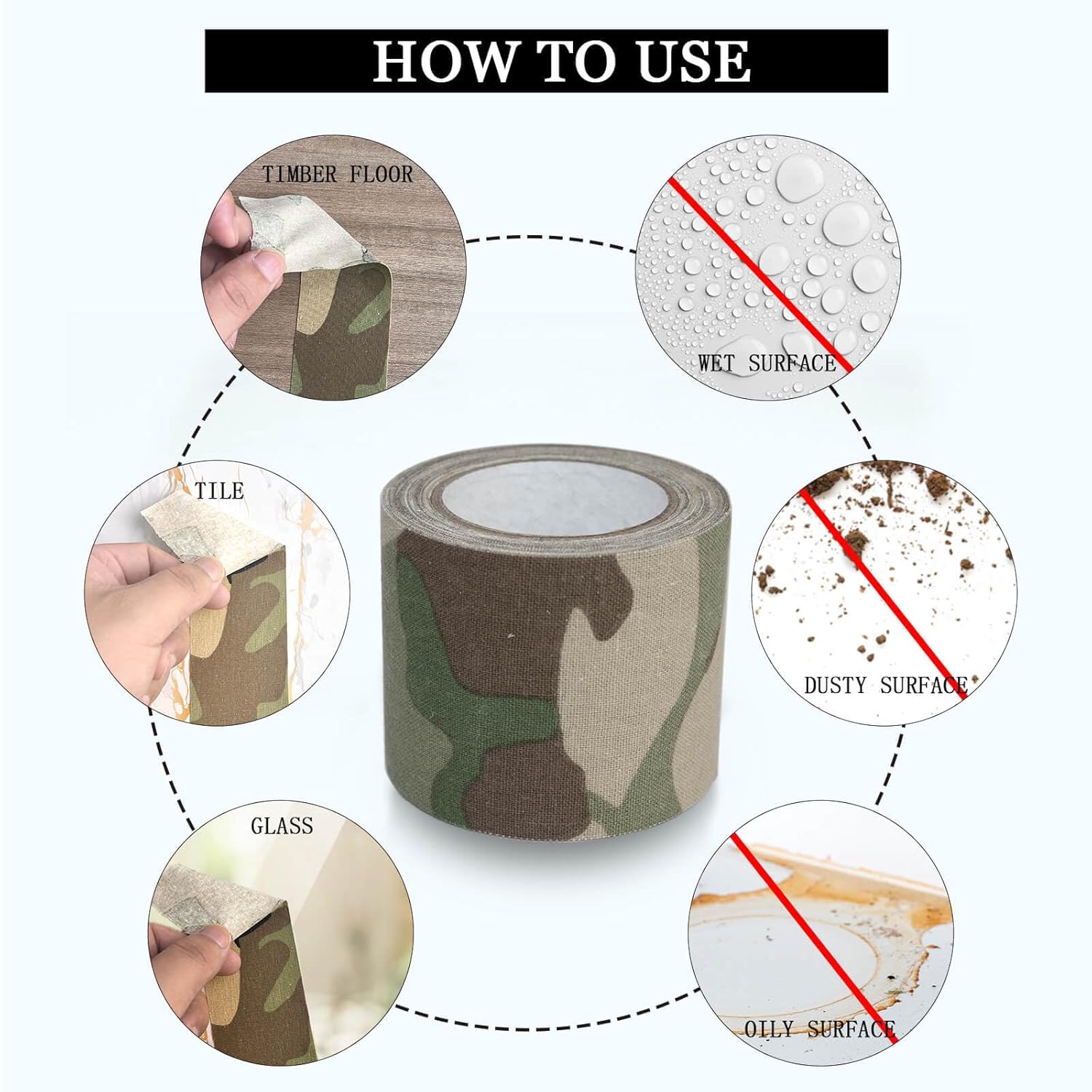 Camouflage Stealth Camo Duct Tape, 2 Rolls 5cm*5m Camo Strips Tape, Non-Reflective and Water Resistant,Used for Outdoor Activities Camouflage Tape. (CP Camo)