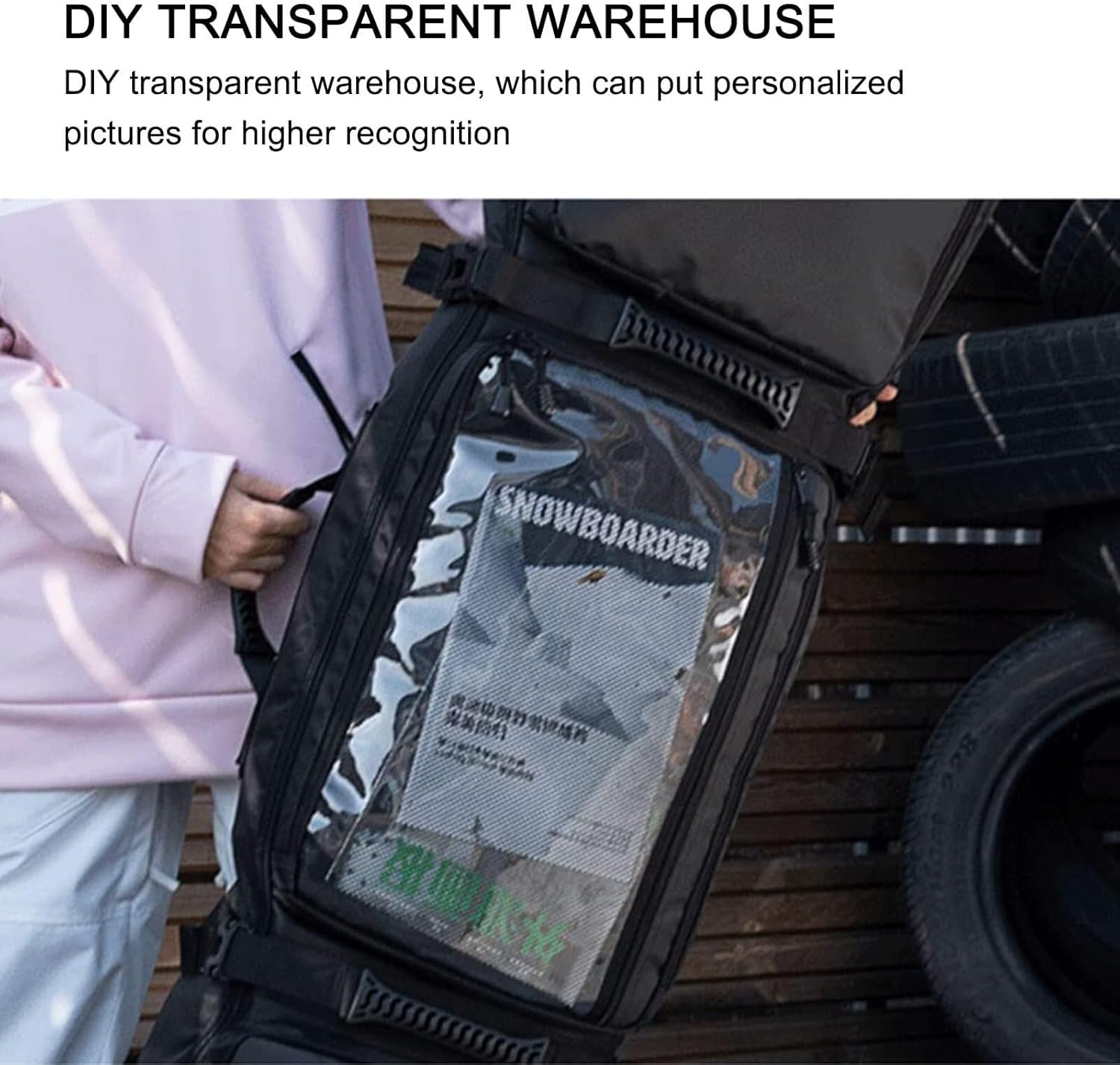 Portable Waterproof Snowboard Bag,Large Capacity Storage Ski Bags with Wheels, for Road Trips and Air Travel, Fits 2 Sets of Skis(160x40cm)