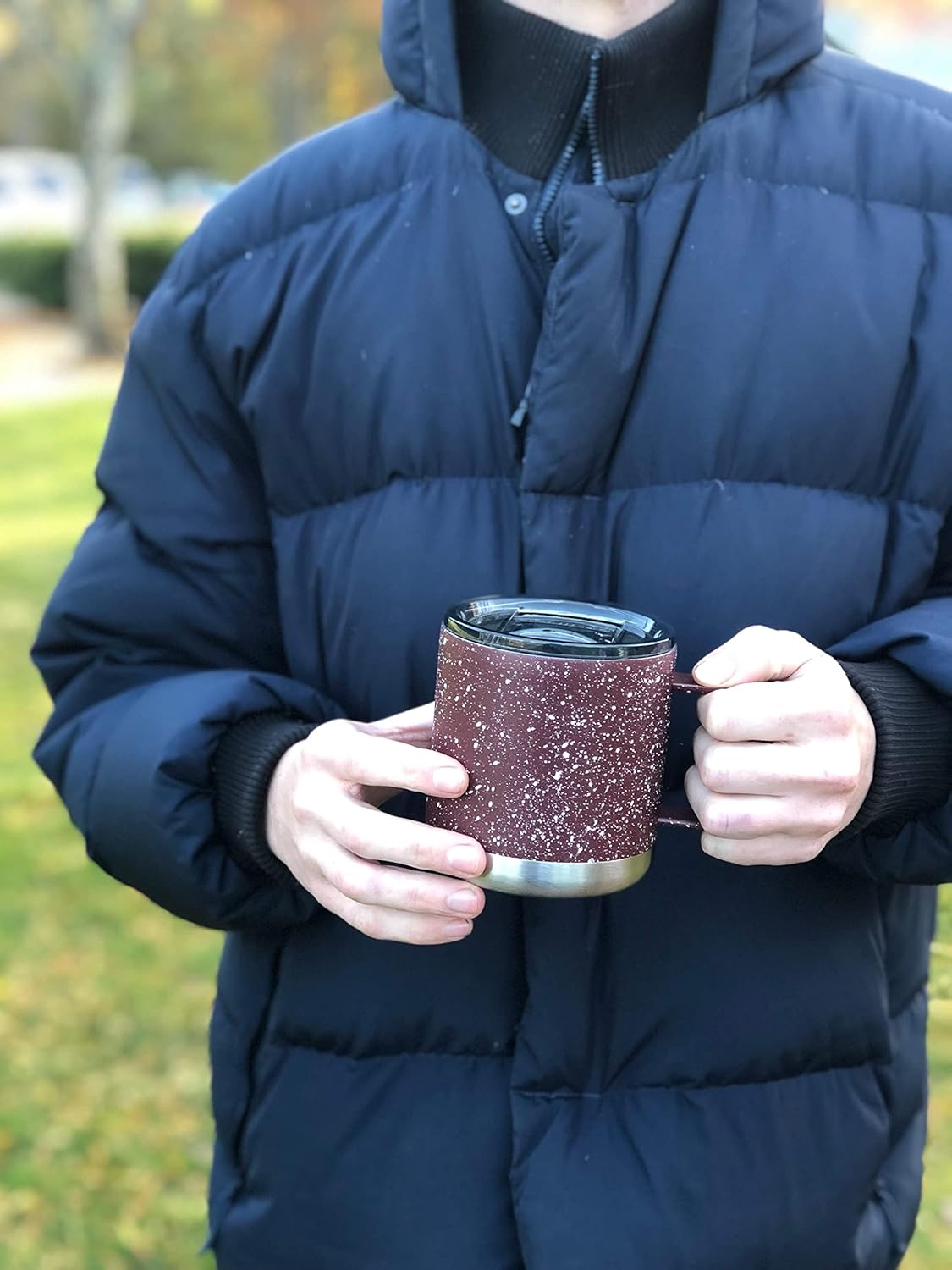 FIFTY/FIFTY 15oz - Brick Red Speckled Camp Mug with Slide Lid