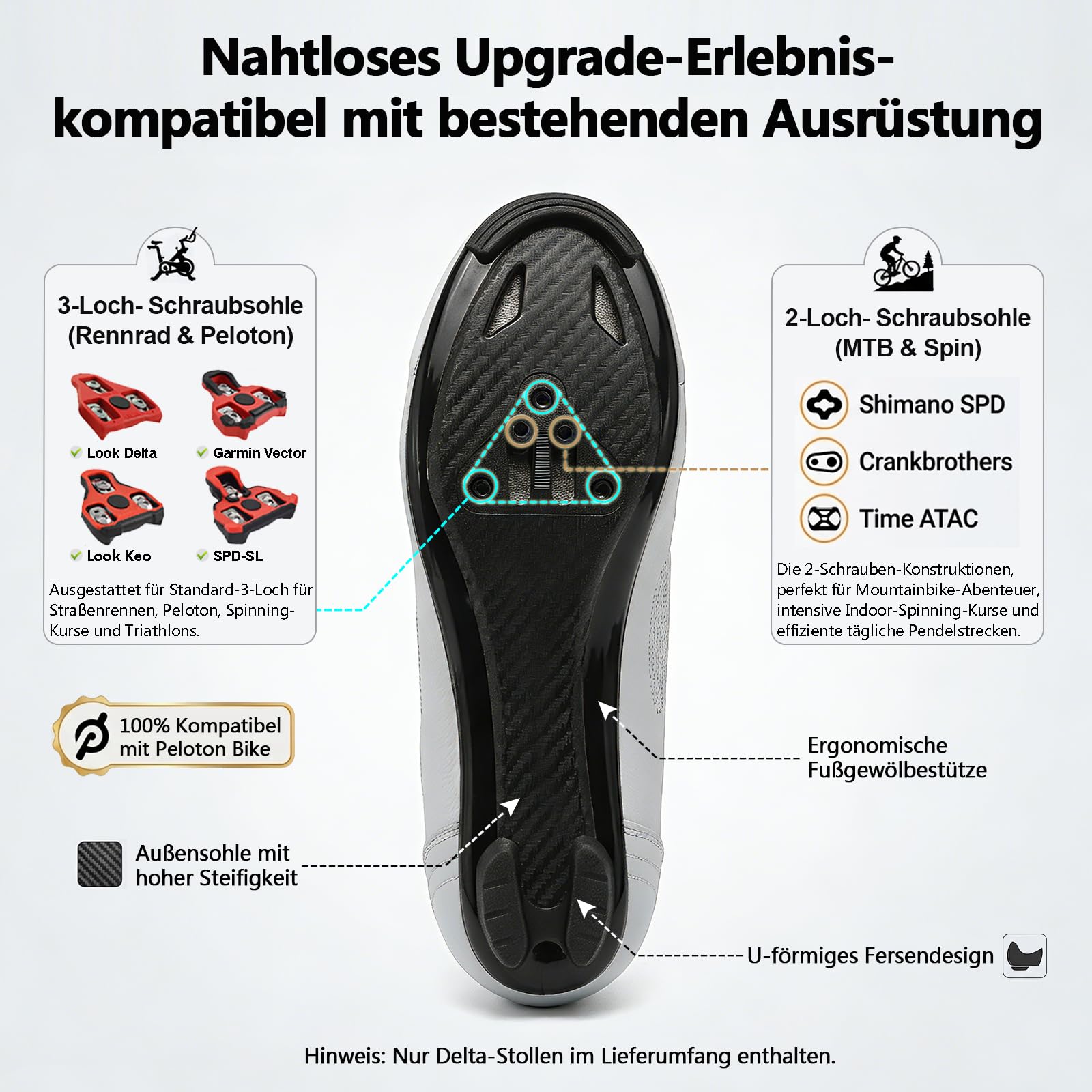 Fahrradschuhe Herren Damen Rennradschuhe SPD SPD-SL Look Kompatibel Atmungsaktiv Leicht Spin Klickschuhe