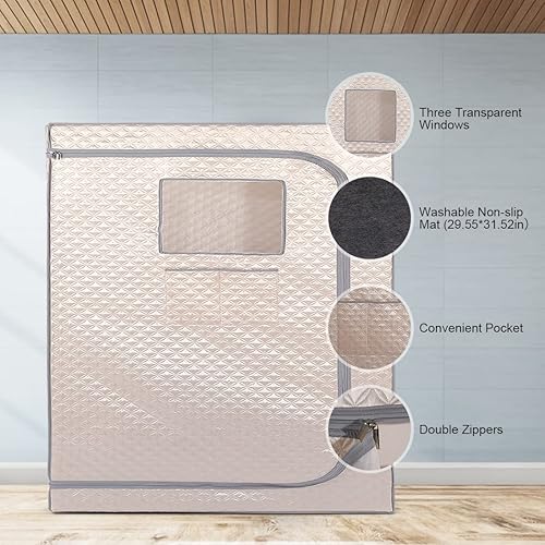Miniatura 3 de Smartmak Sauna de vapor de tamaño completo, spa en casa de cuerpo entero para dos personas, 2 juegos de vapor de 4 litros y silla incluida, champán