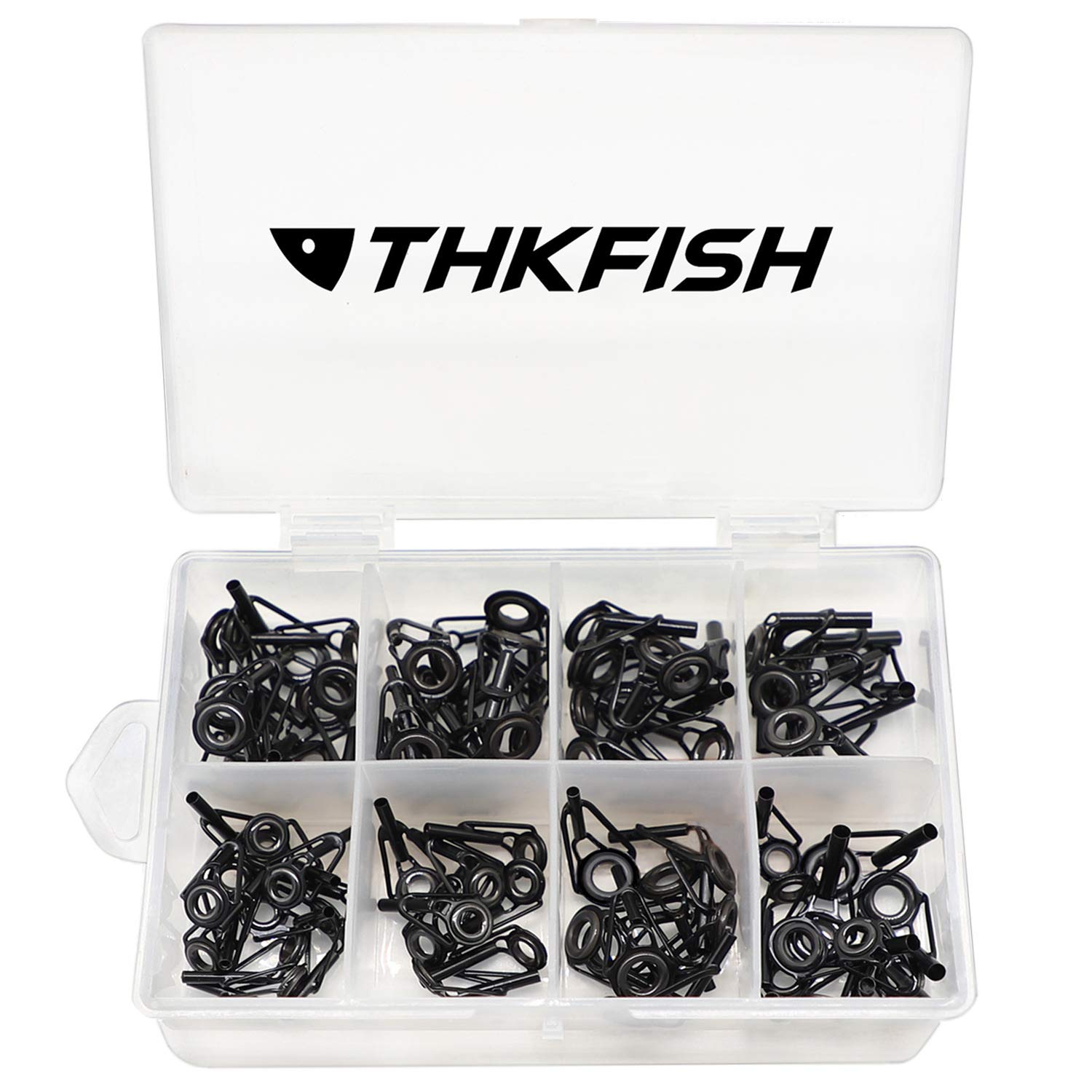 THKFISH Kit de réparation de Canne à pêche Kit de réparation de Pointe de Tige Conseils de céramique Acier Inoxydable au Carbone Spinning Guides de Tige 30 pièces/80 pièces