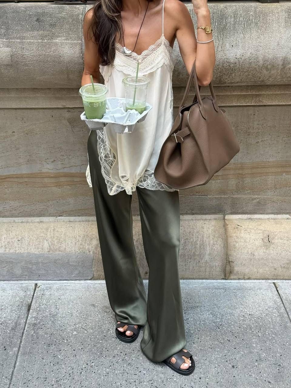 Women Lace Trim Satin High Low Tops Silk Spaghetti Strap Asymmetrical Side Split Cami Top Flowy Silky Layering Tops - Image 2