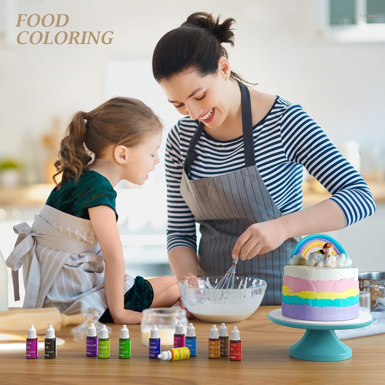 12 Color Cake Food Coloring Set, Nomeca Food Grade Vibrant Food Color Edible Gold Paint Set - 4 Colors Food Grade Cake Paint