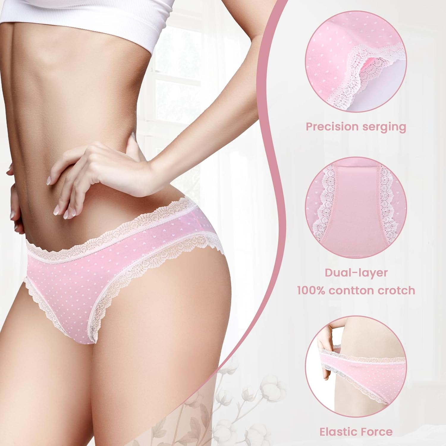 Women's Underwear Bikini Panties Soft Breathable Lace Edge Briefs Cotton Ladies Panties - Image 4